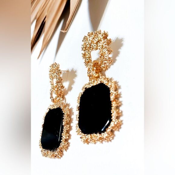 Textured geo dangle earrings S275 - Picture 3 of 3